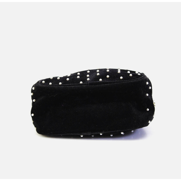 Lele Sadoughi Black Velvet Pearl Embellished Essentials Pouch NWOT - Picture 5 of 10